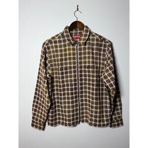 Supreme Metallic Plaid Zip Up Shirt